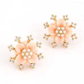 Seashell Pink Flower Stud Earrings